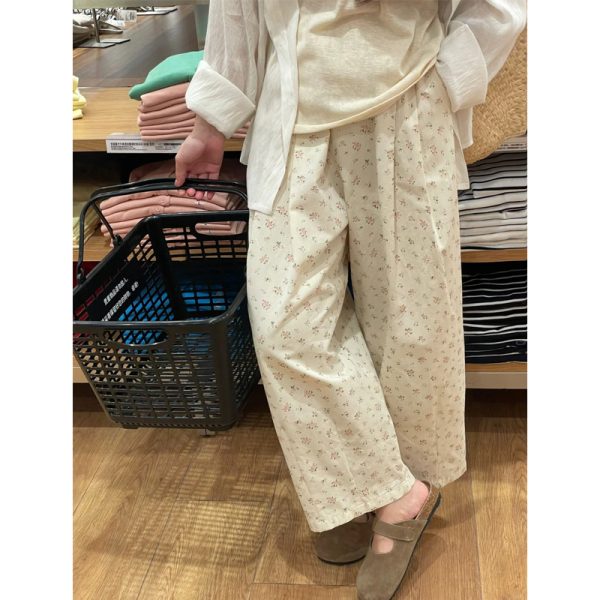 Plus Size Japanese Style Polka Dot Balloon Pants for Women, Loose Slimming Nine-Point Casual Summer Trousers for Plus-Size Petites