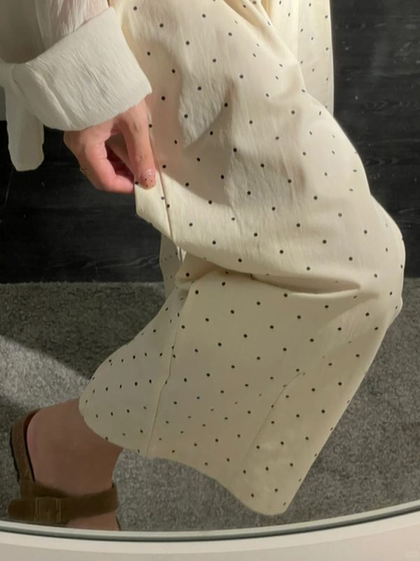 Plus Size Japanese Style Polka Dot Balloon Pants for Women, Loose Slimming Nine-Point Casual Summer Trousers for Plus-Size Petites