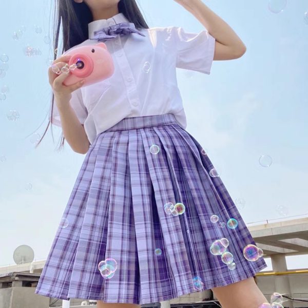 Plus Size JK Plaid Skirt, Women's High-Waisted A-Line, College Style Pleated Uniform Skirt, Summer Fashion for Plus-Size Girls