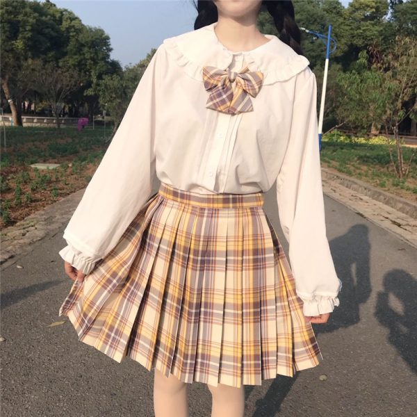 Plus Size JK Plaid Skirt, Women's High-Waisted A-Line, College Style Pleated Uniform Skirt, Summer Fashion for Plus-Size Girls
