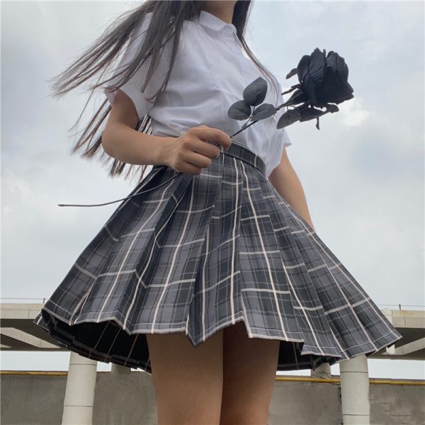 Plus Size JK Plaid Skirt, Women's High-Waisted A-Line, College Style Pleated Uniform Skirt, Summer Fashion for Plus-Size Girls