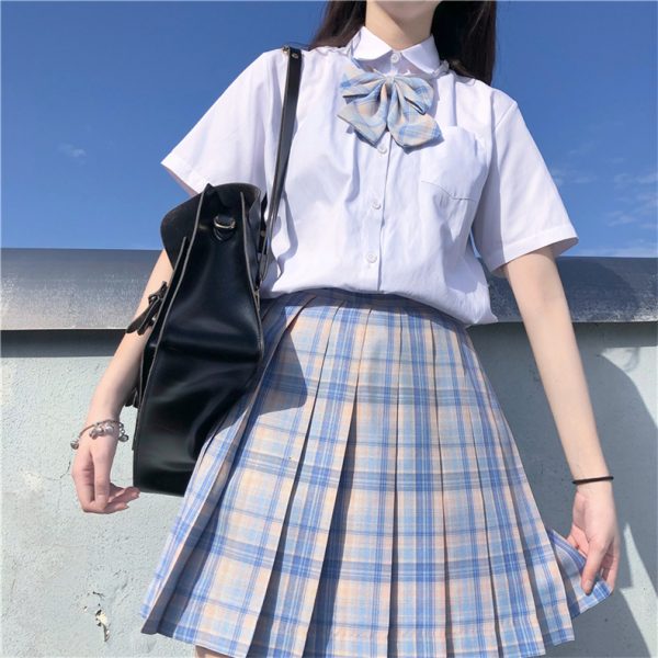 Plus Size JK Plaid Skirt, Women's High-Waisted A-Line, College Style Pleated Uniform Skirt, Summer Fashion for Plus-Size Girls