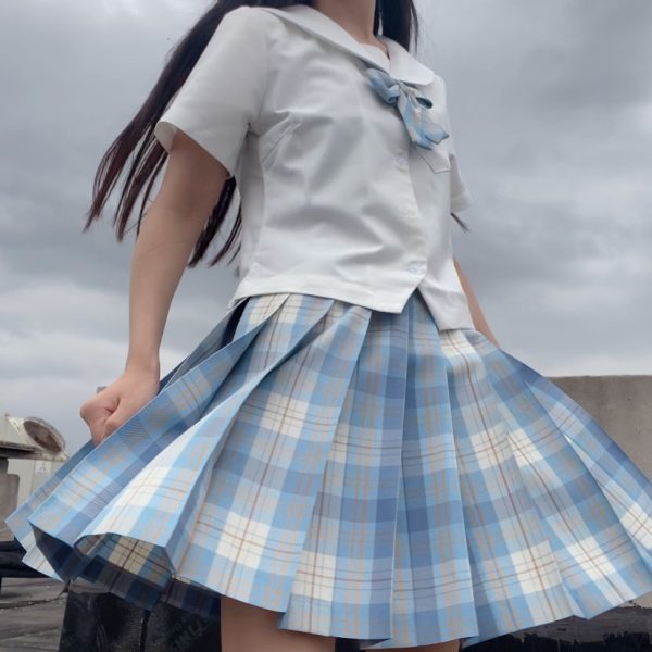 Plus Size JK Plaid Skirt, Women's High-Waisted A-Line, College Style Pleated Uniform Skirt, Summer Fashion for Plus-Size Girls