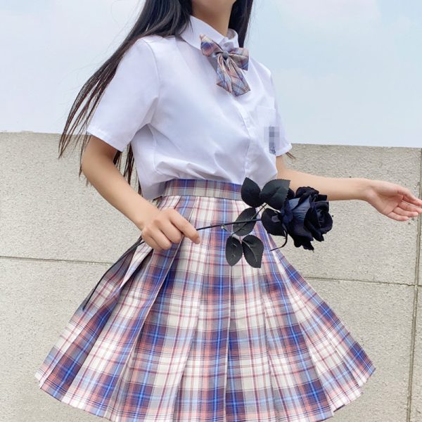 Plus Size JK Plaid Skirt, Women's High-Waisted A-Line, College Style Pleated Uniform Skirt, Summer Fashion for Plus-Size Girls