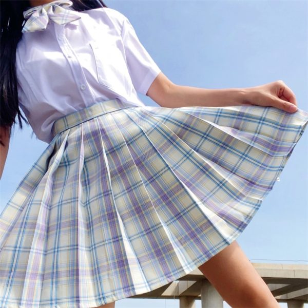 Plus Size JK Plaid Skirt, Women's High-Waisted A-Line, College Style Pleated Uniform Skirt, Summer Fashion for Plus-Size Girls