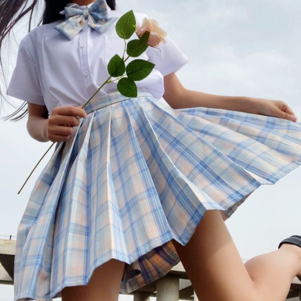 Plus Size JK Plaid Skirt, Women's High-Waisted A-Line, College Style Pleated Uniform Skirt, Summer Fashion for Plus-Size Girls