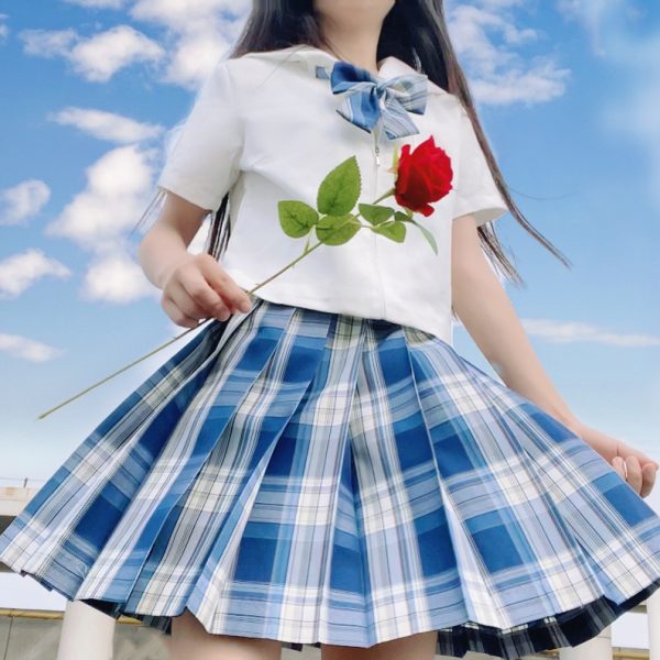 Plus Size JK Plaid Skirt, Women's High-Waisted A-Line, College Style Pleated Uniform Skirt, Summer Fashion for Plus-Size Girls