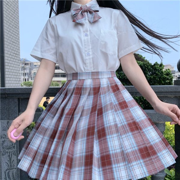 Plus Size JK Plaid Skirt, Women's High-Waisted A-Line, College Style Pleated Uniform Skirt, Summer Fashion for Plus-Size Girls