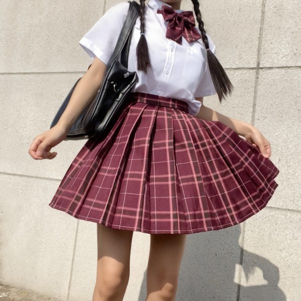 Plus Size JK Plaid Skirt, Women's High-Waisted A-Line, College Style Pleated Uniform Skirt, Summer Fashion for Plus-Size Girls