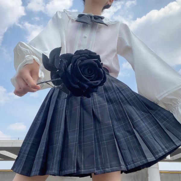 Plus Size JK Plaid Skirt, Women's High-Waisted A-Line, College Style Pleated Uniform Skirt, Summer Fashion for Plus-Size Girls
