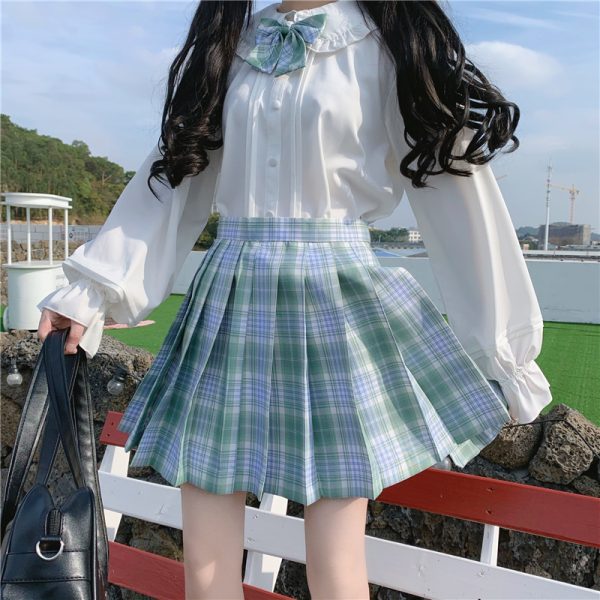 Plus Size JK Plaid Skirt, Women's High-Waisted A-Line, College Style Pleated Uniform Skirt, Summer Fashion for Plus-Size Girls