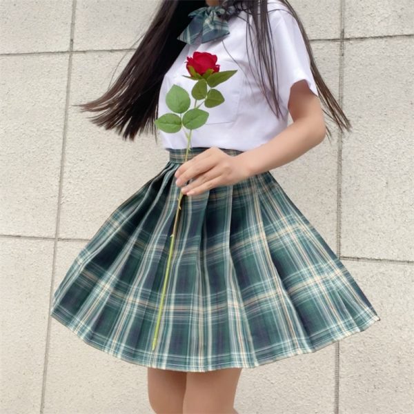 Plus Size JK Plaid Skirt, Women's High-Waisted A-Line, College Style Pleated Uniform Skirt, Summer Fashion for Plus-Size Girls