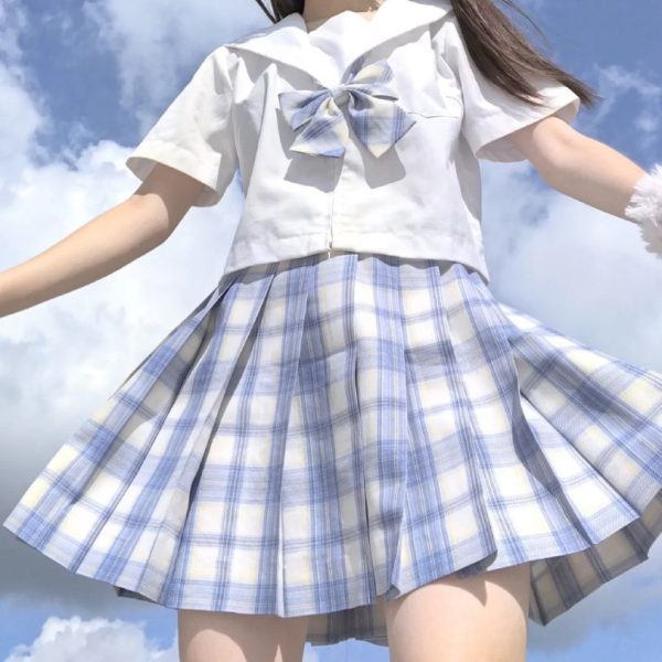 Plus Size JK Plaid Skirt, Women's High-Waisted A-Line, College Style Pleated Uniform Skirt, Summer Fashion for Plus-Size Girls