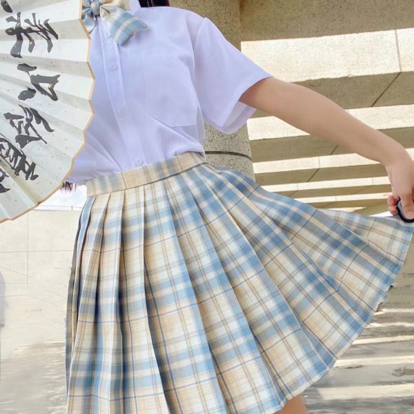 Plus Size JK Plaid Skirt, Women's High-Waisted A-Line, College Style Pleated Uniform Skirt, Summer Fashion for Plus-Size Girls