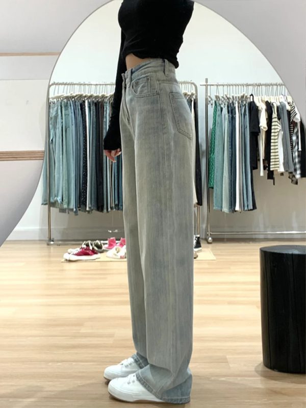 Plus-Size Light Denim Wide-Leg Pants for Women - Summer Straight-Leg BF Style, Loose Fit, Trendy and Comfortable