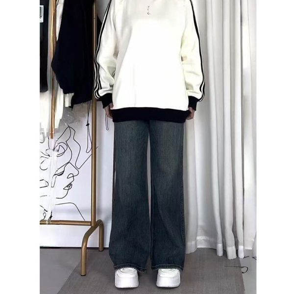 Plus-Size Loose Straight-Leg Jeans for Pear-Shaped Figures, Slimming Fit for Thick Thighs and Wide Hips, Trendy Comfort Fashion