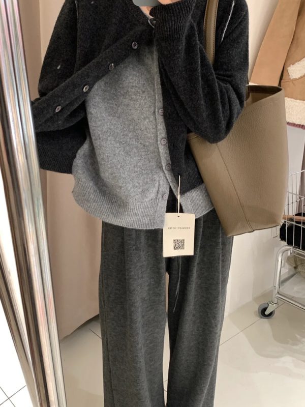Plus Size Loose Wide-Leg Pants for Women, Slimming Long Sweatpants in Dark Gray, 2025 Trendy Lazy Style