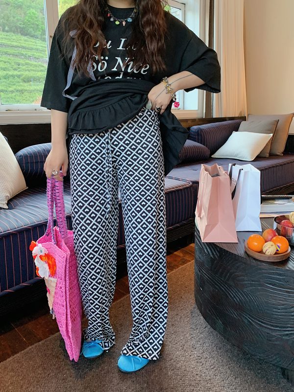 Plus Size Love Heart Print Casual Pants for Women - Lightweight Summer Style 2025