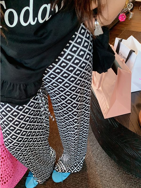 Plus Size Love Heart Print Casual Pants for Women - Lightweight Summer Style 2025