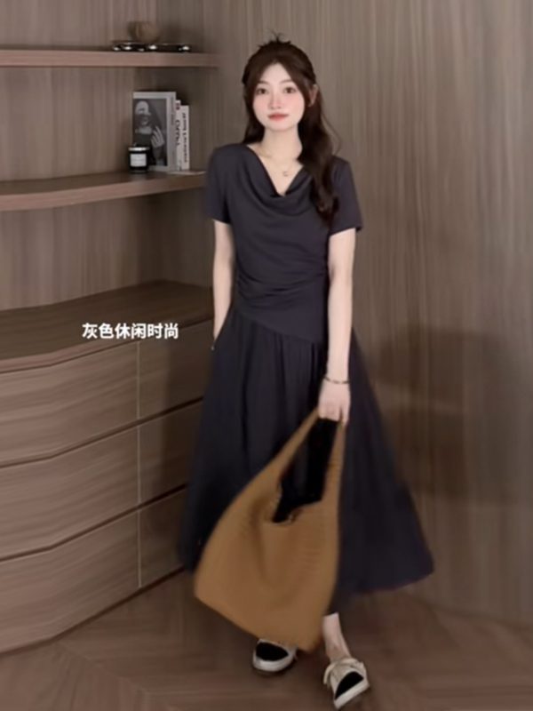 Plus Size Off-Shoulder Short Sleeve T-Shirt and Skirt Two-Piece Set for Women, Casual Summer Outfit, Slimming Fashionable Style