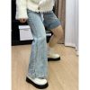 Plus-Size Pear-Shaped Slimming Flared Jeans with Side Slits - Non-Skinny Bell-Bottoms for Petite Women
