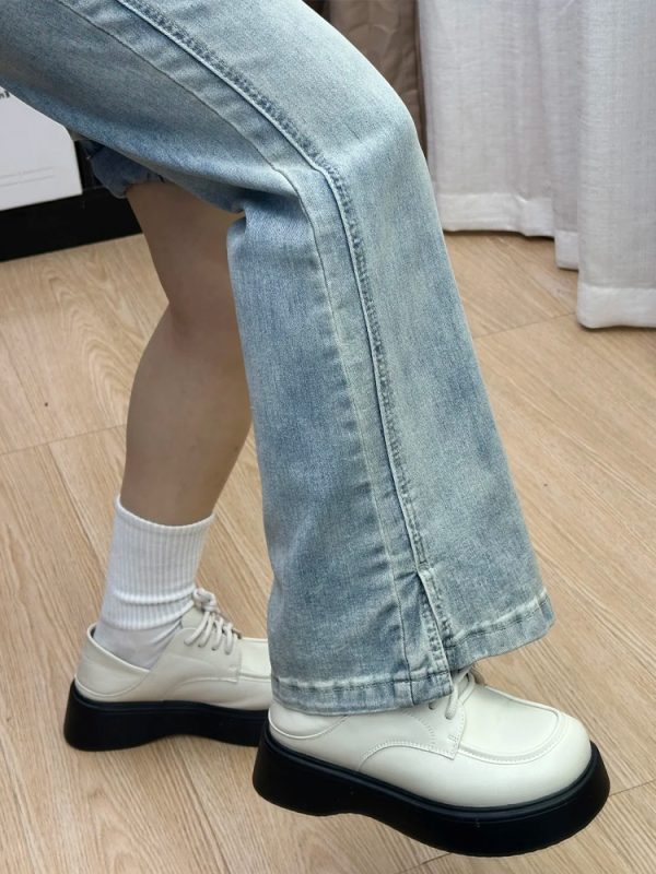 Plus-Size Pear-Shaped Slimming Flared Jeans with Side Slits - Non-Skinny Bell-Bottoms for Petite Women