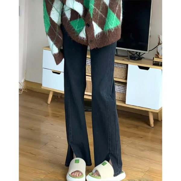 Plus-Size Pear-Shaped Slimming Flared Jeans with Side Slits - Non-Skinny Bell-Bottoms for Petite Women