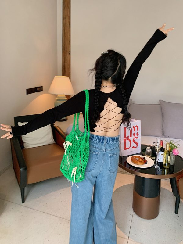 Plus Size Pearl Ripped Wide-Leg Jeans for Women - Loose Straight Leg Pants for Spring Summer 2025, Trendy Casual Fashion
