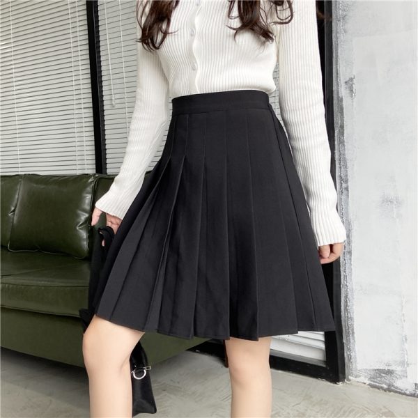 Plus Size Purple Plaid Pleated Midi Skirt for Women - High-Waisted A-Line College Style