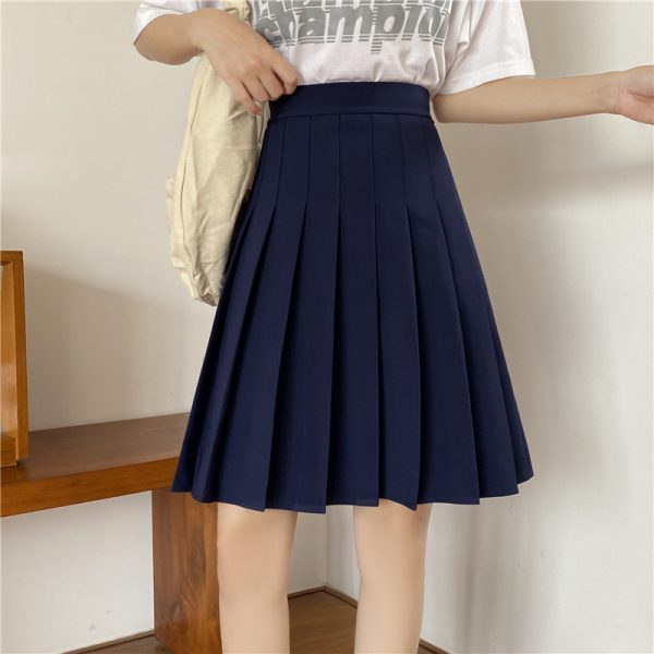 Plus Size Purple Plaid Pleated Midi Skirt for Women - High-Waisted A-Line College Style