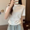 Plus-Size Rhinestone Ruched Short-Sleeve T-Shirt for Summer - Trendy Slimming Design for Women