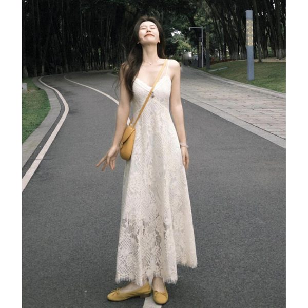 Plus-Size Slimming Two-Piece Summer Dress Cardigan Set with Elegant Jacquard Lace Camisole â€“ Perfect for Chic Casual Outings