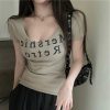 Plus-Size Spicy Girl U-Neck Short Sleeve T-Shirt for Women - Summer American Style, Slim Fit, Flattering Belly Design, Trendy Fashion