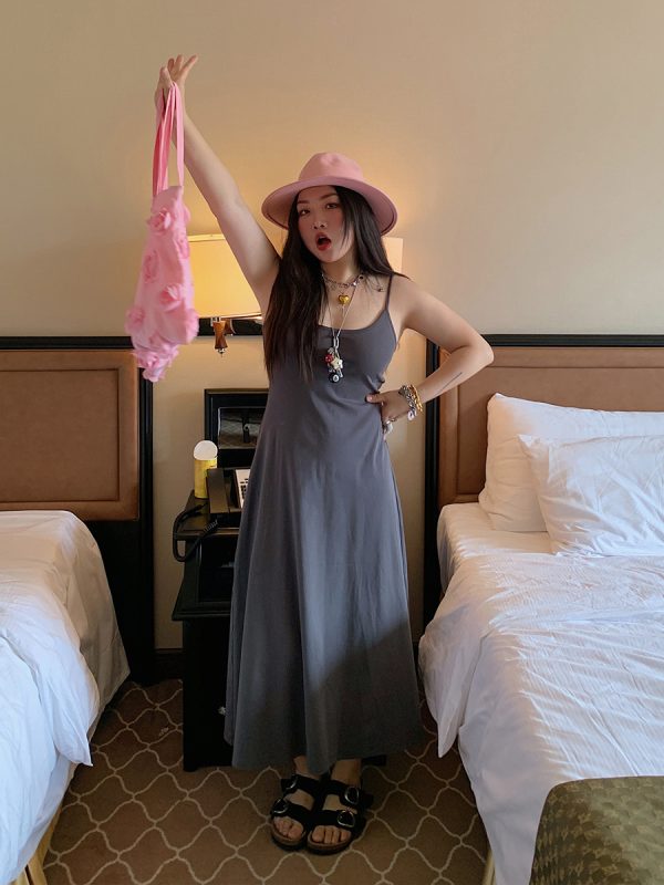 Plus Size Strap Dress for Women - 2025 New Summer Slimming Belly Covering Fashion, Ideal for Casual Outings and Y2K Style