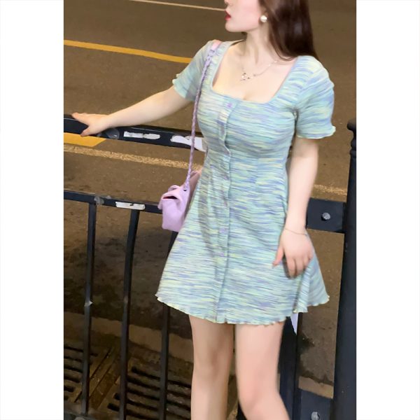 Plus-Size Striped Bodycon Dress for Summer, Square Neck, Flattering Fit, Dopamine Outfit, Perfect for Curvy Figures