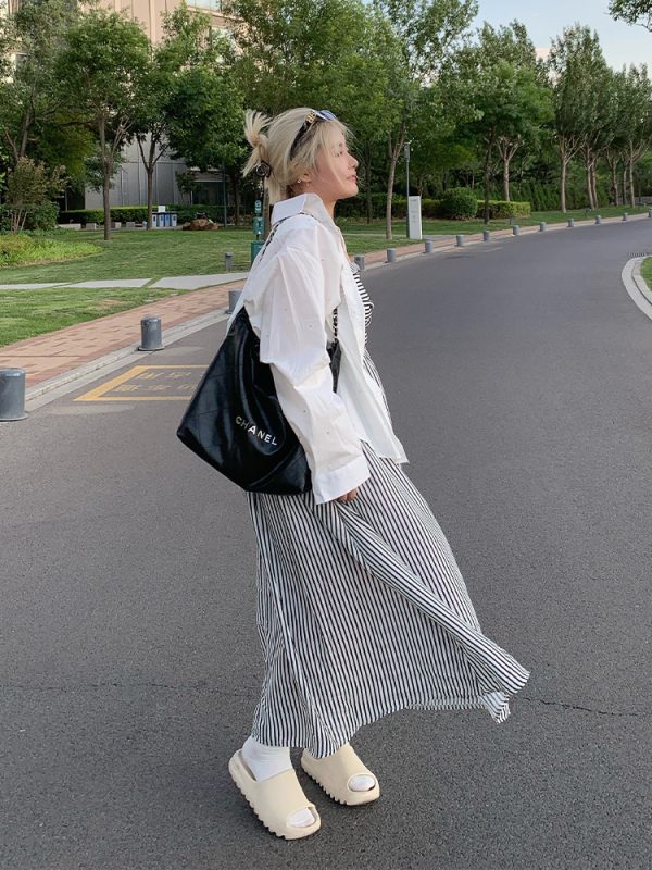 Plus Size Striped Strapless Dress for Curvy Figures - Gentle Temperament Beach Vacation Style, Super Stylish Summer Dress