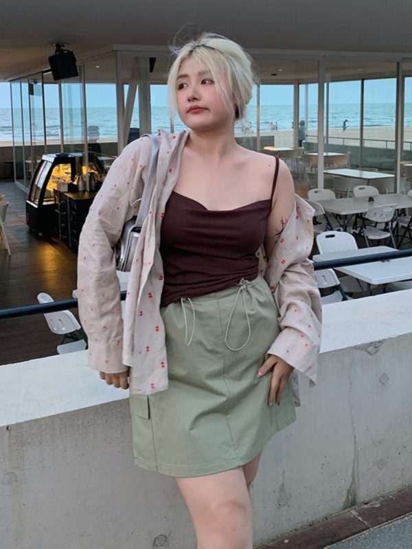 Plus Size Stylish Summer Anti-Exposure Tie-Up Short Skirt - Slimming Versatile Workwear for Effortless Y2K Fashion