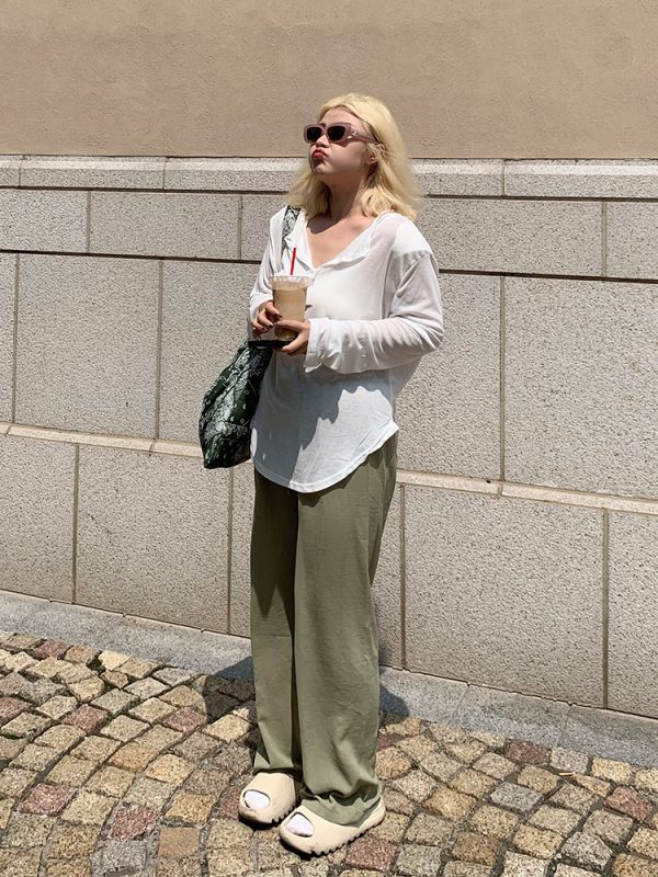 Plus Size Summer Chiffon Wide Leg Pants - Casual Slim Fit Straight Loose Long Trousers for Versatile Comfort