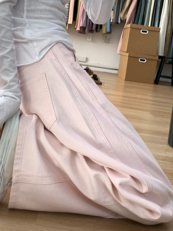 Plus-Size Summer Loose Wide-Leg Scythe Pants, Curved Blade Design, Pink Casual Trousers for a Relaxed Look