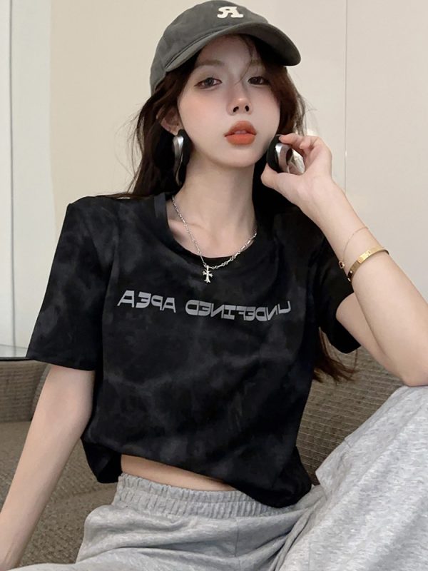 Plus Size Tie-Dye Short Sleeve T-Shirt for Women, Summer Loose Fit, Flattering Top, Sweet & Spicy Style, Casual 90s Vibe