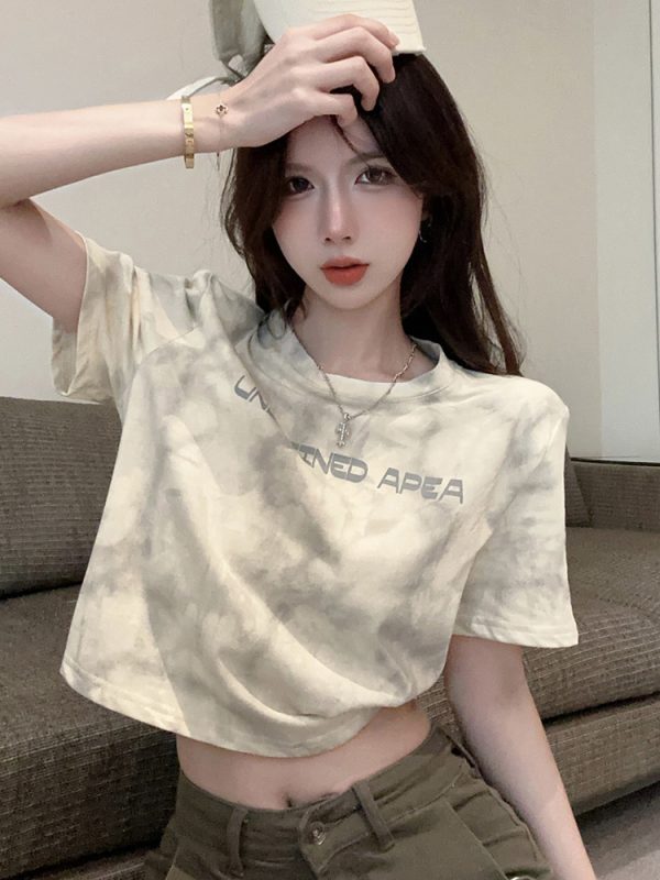 Plus Size Tie-Dye Short Sleeve T-Shirt for Women, Summer Loose Fit, Flattering Top, Sweet & Spicy Style, Casual 90s Vibe