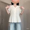 Plus-Size V-Neck Short-Sleeve Summer Top - Flattering Waist-Cinching Design for Curvy Figures, Versatile and Stylish for Any Occasion