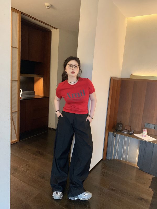 Plus Size Vintage Round Neck Slim Fit Short Crop T-Shirt with Sweetheart Letter Print - Slightly Chubby Aesthetic