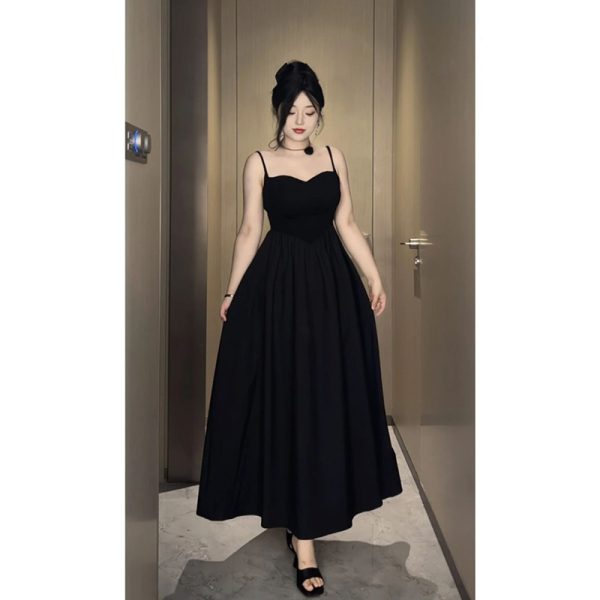 Plus-Size White Camisole Dress for Curvy Figures - French Style, Waist-Cinching, Flattering Sleeveless Summer Dress