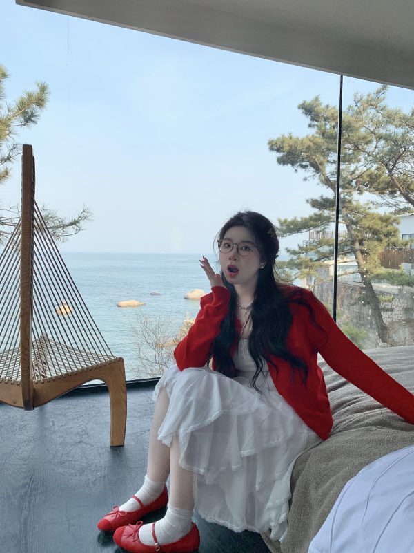 Plus-Size White Layered Chiffon Mesh Skirt, Irregular Hem, Manga-Style Sweet Bean Design, Trendy Korean Fashion