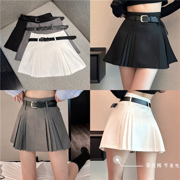 Plus-Size White Pleated A-Line Midi Skirt for Women - 2025 Summer Slimming High-Waisted Short Skirt, Trendy Fashion Essential