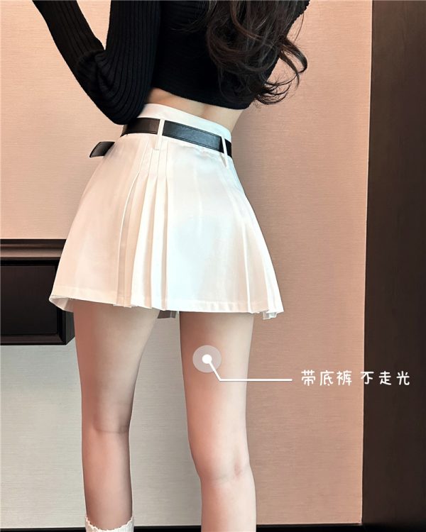 Plus-Size White Pleated A-Line Midi Skirt for Women - 2025 Summer Slimming High-Waisted Short Skirt, Trendy Fashion Essential