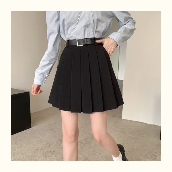 Plus Size White Pleated A-Line Skirt for Women - High-Waisted College Style, Spring/Summer, Anti-Exposure Half Skirt Pants