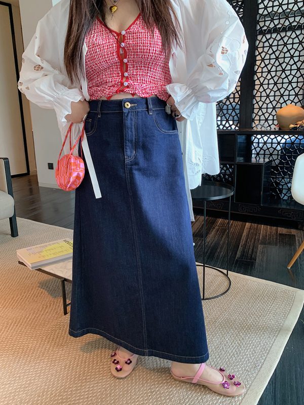 Plus-Size Women's A-Style Mid-Length Skirt & Straight-Leg Jeans - Spring/Summer 2025 Fashion Essentials