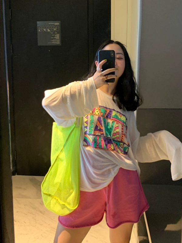 Plus Size Women's Printed Long Sleeve Sun Protection T-Shirt - Summer 2025 Loose Slimming Style in White - Trendy and Comfortable